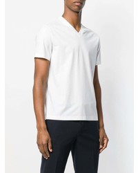 T-shirt con scollo a v bianca di Prada
