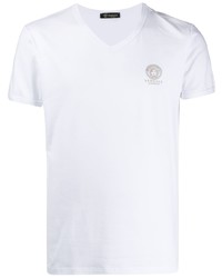 T-shirt con scollo a v bianca di Versace