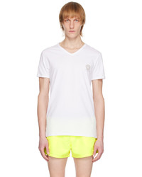 T-shirt con scollo a v bianca di Versace Underwear