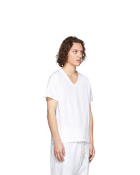 T-shirt con scollo a v bianca di Maison Margiela