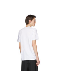 T-shirt con scollo a v bianca di Jil Sander