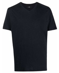 T-shirt con scollo a v blu scuro di 7 For All Mankind