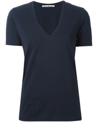 T-shirt con scollo a v blu scuro di Acne Studios