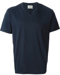 T-shirt con scollo a v blu scuro di Acne Studios
