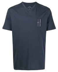 T-shirt con scollo a v blu scuro di Armani Exchange
