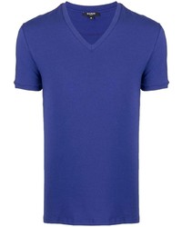 T-shirt con scollo a v blu scuro di Balmain