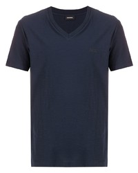 T-shirt con scollo a v blu scuro di Diesel
