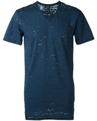T-shirt con scollo a v blu scuro di Diesel
