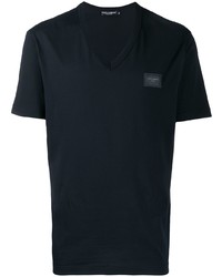 T-shirt con scollo a v blu scuro di Dolce & Gabbana