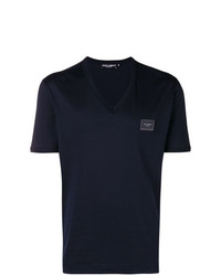 T-shirt con scollo a v blu scuro di Dolce & Gabbana