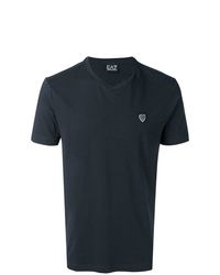 T-shirt con scollo a v blu scuro di Ea7 Emporio Armani