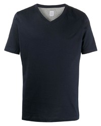 T-shirt con scollo a v blu scuro di Eleventy