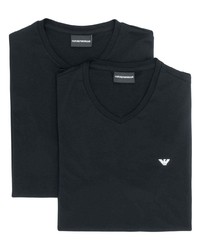 T-shirt con scollo a v blu scuro di Emporio Armani