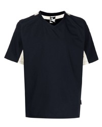 T-shirt con scollo a v blu scuro di GR10K