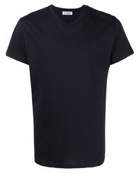 T-shirt con scollo a v blu scuro di Jil Sander