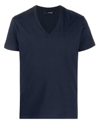 T-shirt con scollo a v blu scuro di Lardini