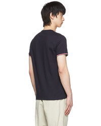 T-shirt con scollo a v blu scuro di Moncler