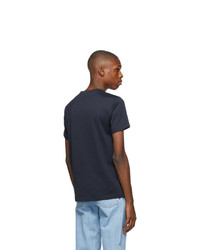 T-shirt con scollo a v blu scuro di Burberry
