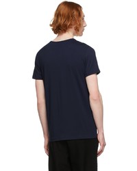 T-shirt con scollo a v blu scuro di Versace Underwear