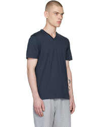 T-shirt con scollo a v blu scuro di Sunspel