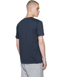 T-shirt con scollo a v blu scuro di Sunspel
