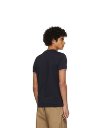 T-shirt con scollo a v blu scuro di Moncler