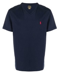 T-shirt con scollo a v blu scuro di Polo Ralph Lauren