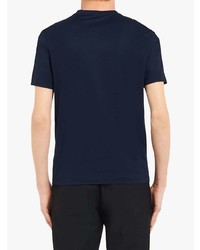 T-shirt con scollo a v blu scuro di Prada