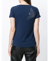 T-shirt con scollo a v blu scuro di Ea7 Emporio Armani