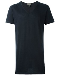 T-shirt con scollo a v blu scuro di Tony Cohen