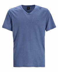 T-shirt con scollo a v blu di BOSS