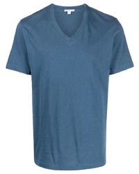 T-shirt con scollo a v blu di James Perse