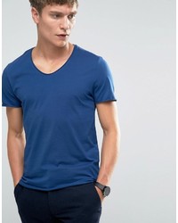 T-shirt con scollo a v blu di Selected