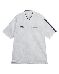 T-shirt con scollo a v effetto tie-dye bianca