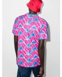 T-shirt con scollo a v effetto tie-dye multicolore di adidas