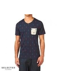 T-shirt con scollo a v geometrica blu scuro
