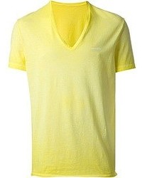 T-shirt con scollo a v gialla di DSquared