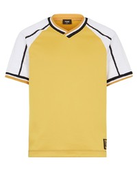 T-shirt con scollo a v gialla di Fendi