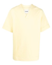T-shirt con scollo a v gialla di Jil Sander