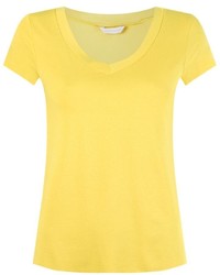 T-shirt con scollo a v gialla