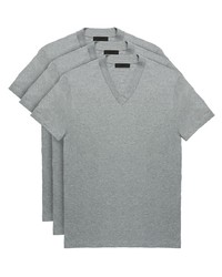 T-shirt con scollo a v grigia di Prada