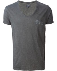 T-shirt con scollo a v grigio scuro di Armani Jeans
