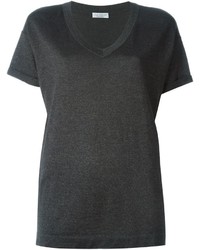 T-shirt con scollo a v grigio scuro di Brunello Cucinelli