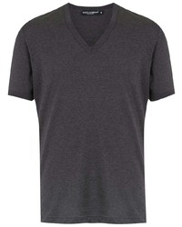 T-shirt con scollo a v grigio scuro di Dolce & Gabbana