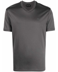 T-shirt con scollo a v grigio scuro di Emporio Armani