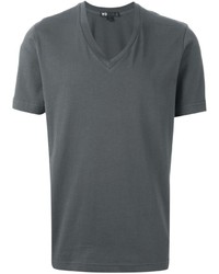 T-shirt con scollo a v grigio scuro di Y-3