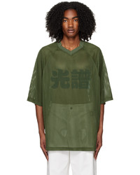 T-shirt con scollo a v in rete verde oliva di A. A. Spectrum