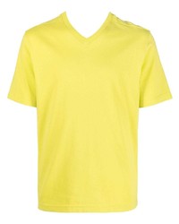 T-shirt con scollo a v lime di Bottega Veneta