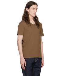 T-shirt con scollo a v marrone di Tom Ford