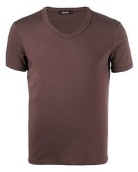 T-shirt con scollo a v marrone di Tom Ford